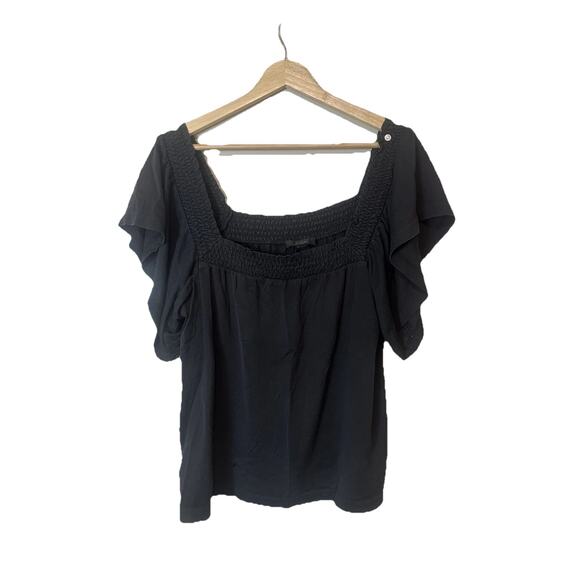 Jcrew Cotton Smocked Top Womens Sz M Flutter Sleeve Preppy Beachy minimalist - Picture 1 of 7